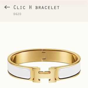 Hermès Clic H bracelet in white and yellow gold